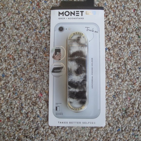 NEW Monet Plush Grip-Kickstand Strap Darker Animal Print - Picture 1 of 4